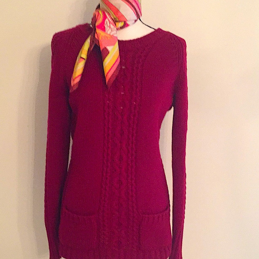 Oscar de La Renta Cashmere Wine LongCable Sweater